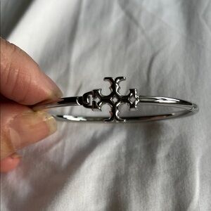 Tory Burch Silver Kira Logo Bangle